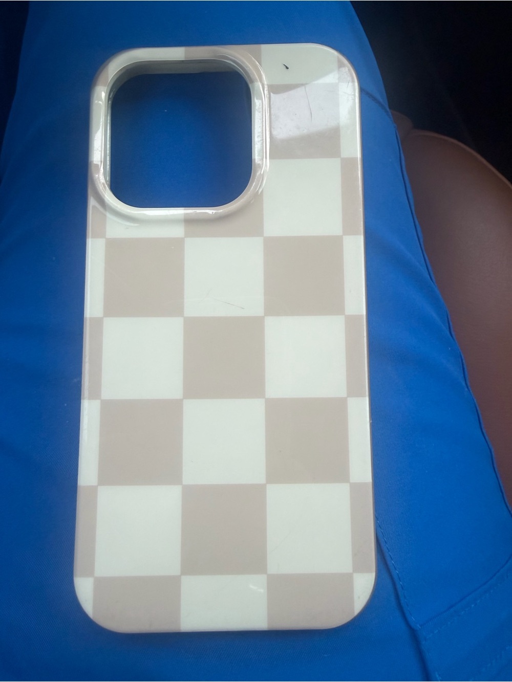 Neutral Checkered iPhone Case - Beige & White